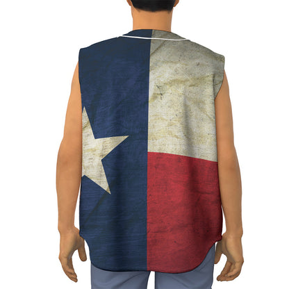 Texas Flag Print Sleeveless Baseball Jersey
