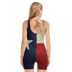 Texas Flag Print Sleeveless One Piece Swimsuit