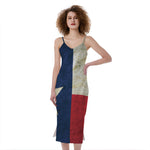 Texas Flag Print Slim Fit Midi Cami Dress