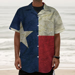 Texas Flag Print Textured Short Sleeve Shirt