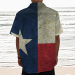 Texas Flag Print Textured Short Sleeve Shirt