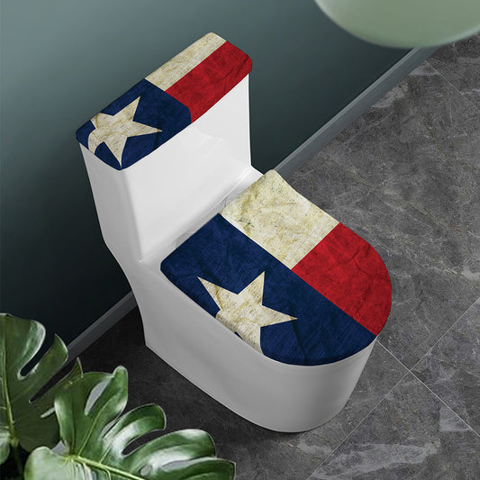 Texas Flag Print Toilet Lid And Tank Cover Set