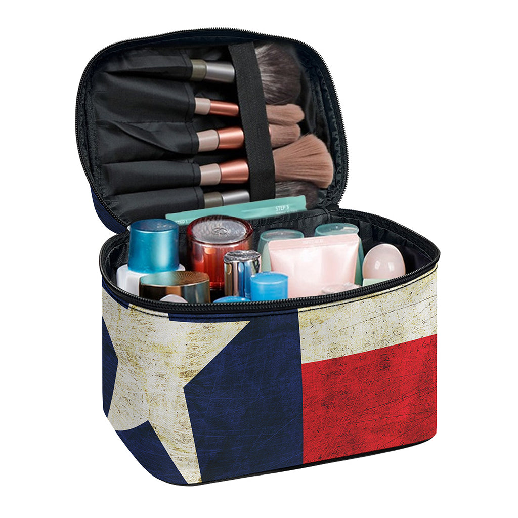 Texas Flag Print Travel Makeup Bag