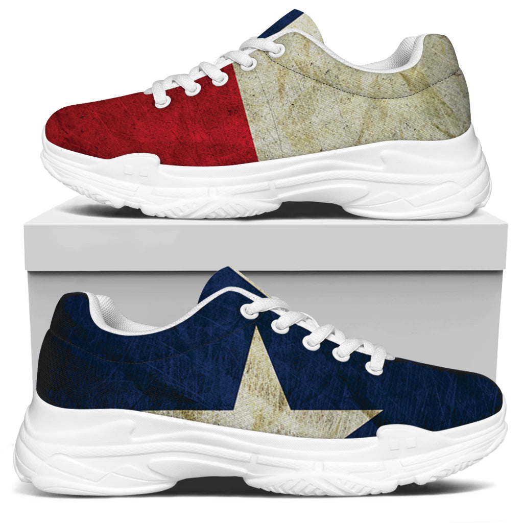 Texas Flag Print White Chunky Shoes