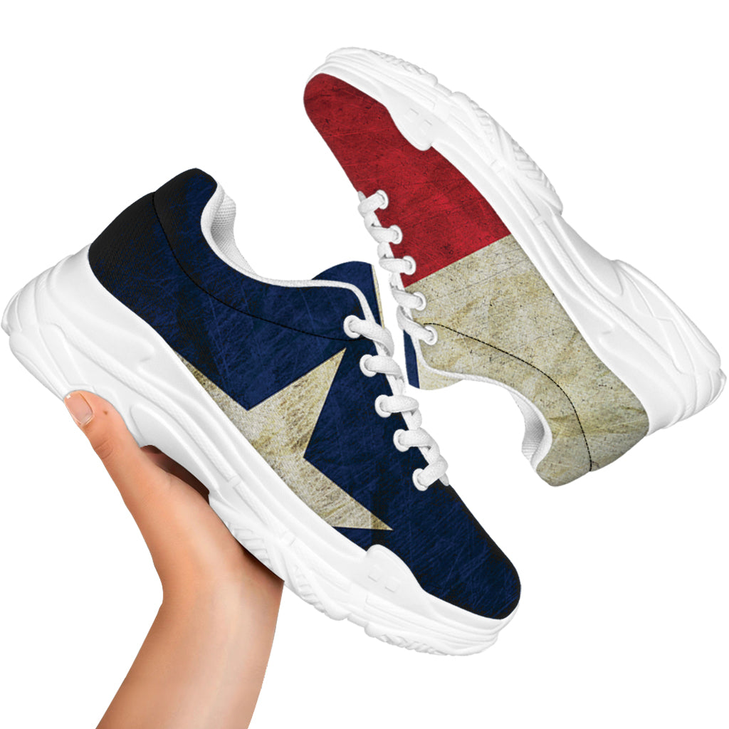 Texas Flag Print White Chunky Shoes