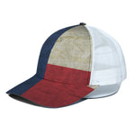 Texas Flag Print White Mesh Trucker Cap