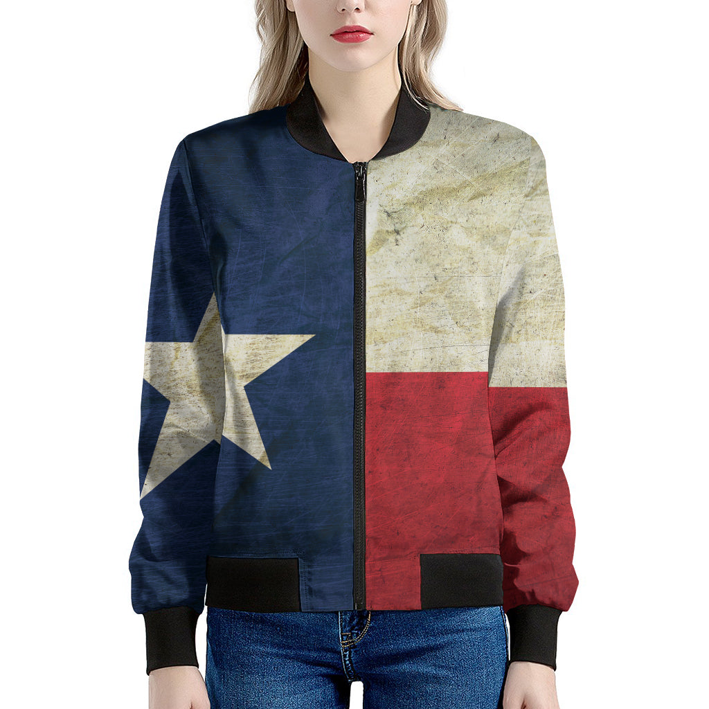 Texas Flag Print Women's Bomber Jacket