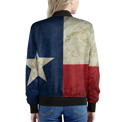 Texas Flag Print Women's Bomber Jacket