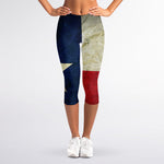 Texas Flag Print Women's Capri Leggings