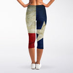 Texas Flag Print Women's Capri Leggings