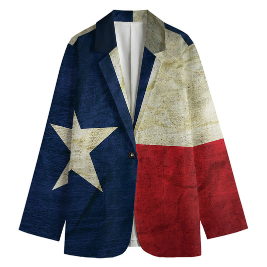Texas Flag Print Women's Cotton Blazer