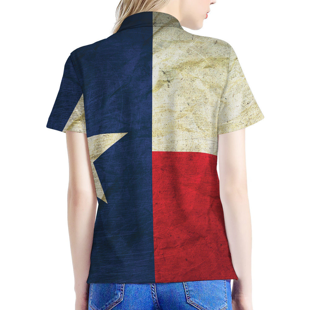 Texas Flag Print Women's Polo Shirt
