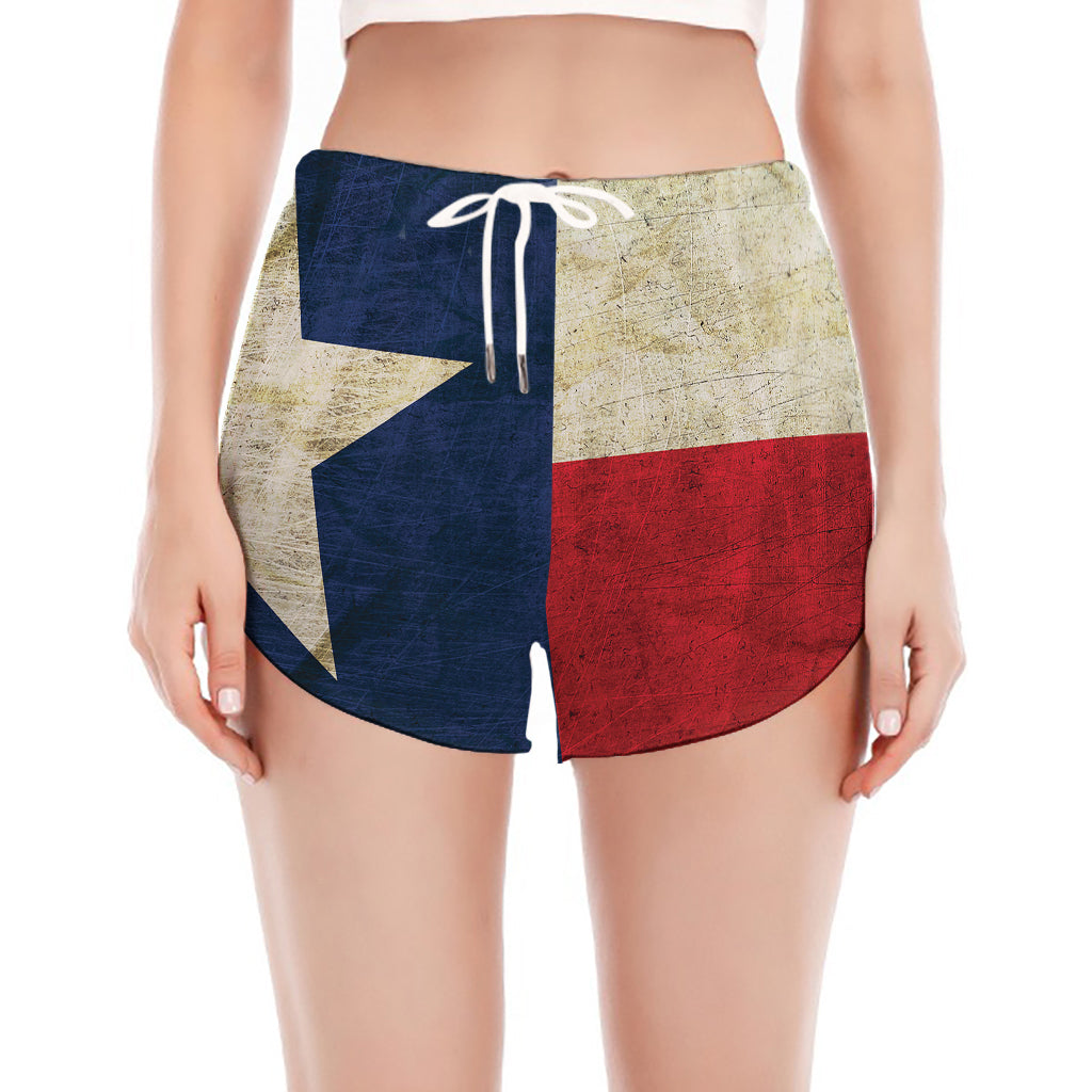 Texas Flag Print Women's Split Running Shorts