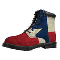 Texas Flag Print Padded Collar Lace Up Boots