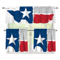 Texas State Flag Print 3 Piece Kitchen Curtains
