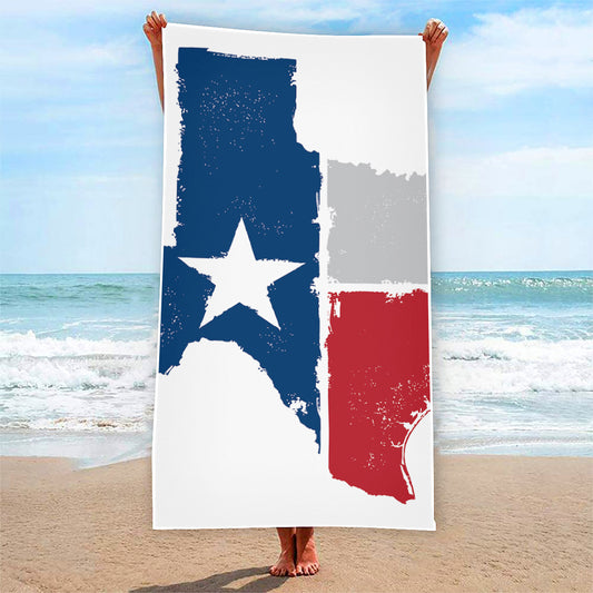 Texas State Flag Print Beach Towel
