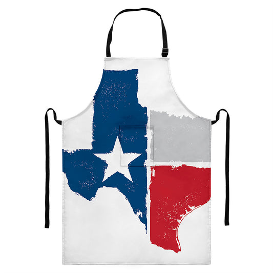 Texas State Flag Print Bib Apron With Pocket