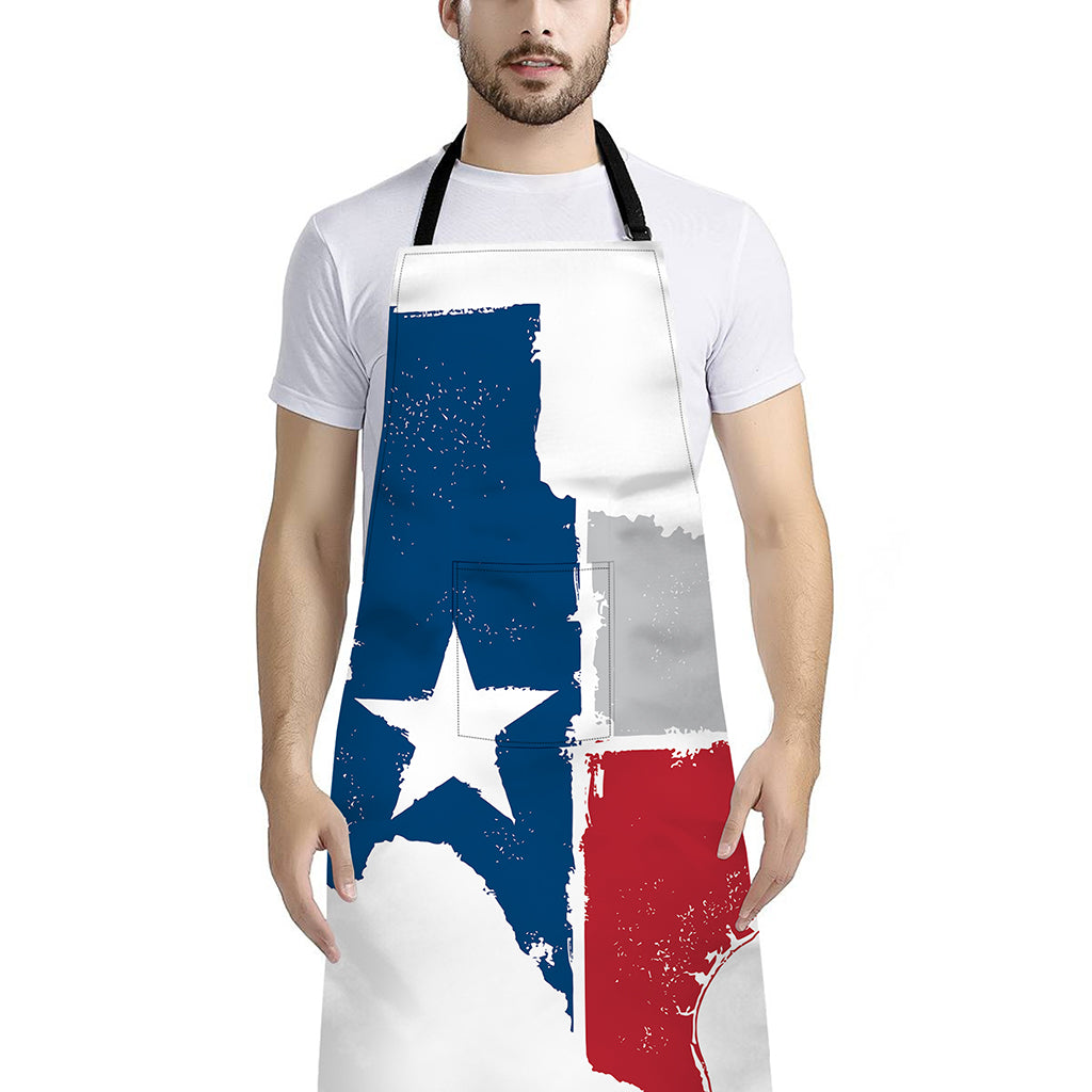 Texas State Flag Print Bib Apron With Pocket