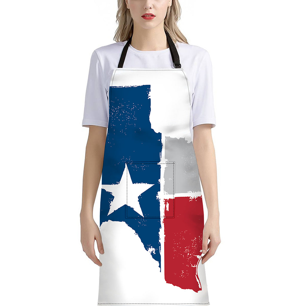 Texas State Flag Print Bib Apron With Pocket