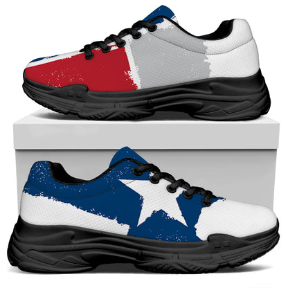 Texas State Flag Print Black Chunky Shoes