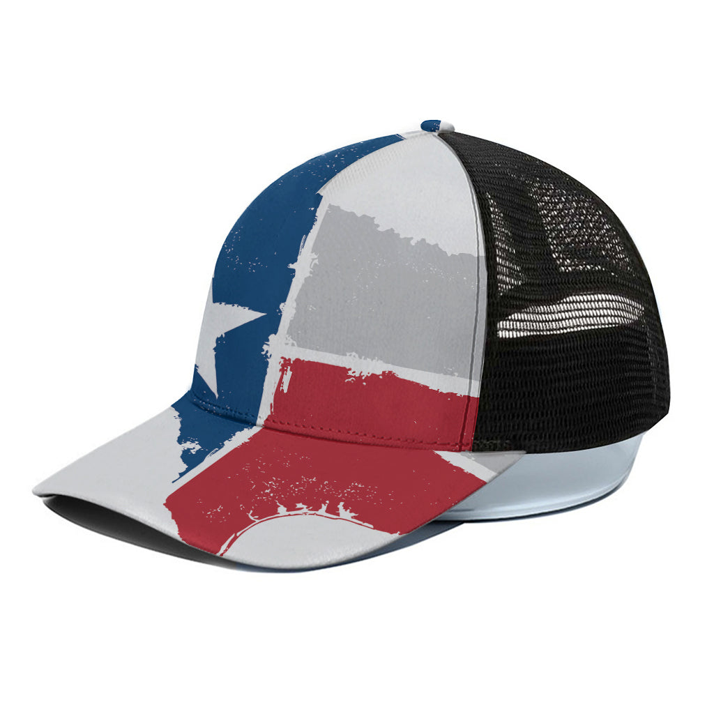 Texas State Flag Print Black Mesh Trucker Cap