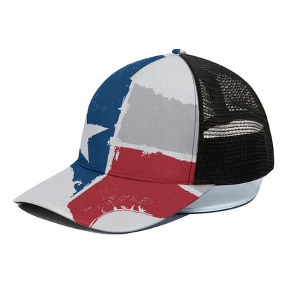 Texas State Flag Print Black Mesh Trucker Cap