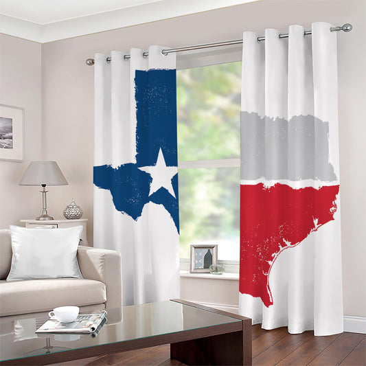 Texas State Flag Print Blackout Grommet Curtains