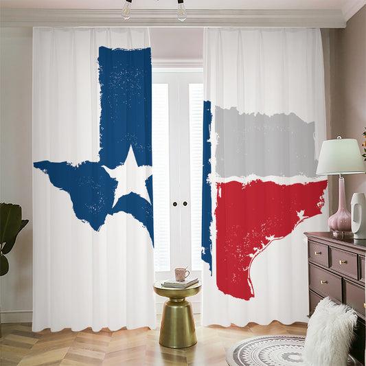 Texas State Flag Print Blackout Pencil Pleat Curtains
