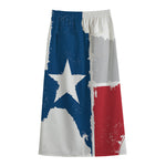Texas State Flag Print Cotton Front Slit Maxi Skirt