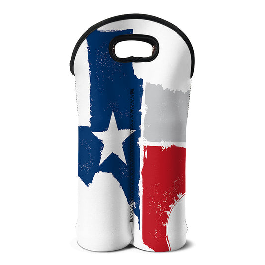 Texas State Flag Print Double Neoprene Wine Tote