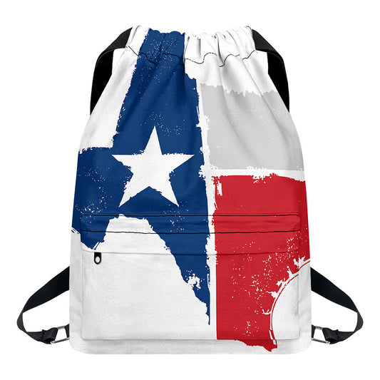 Texas State Flag Print Drawstring Backpack