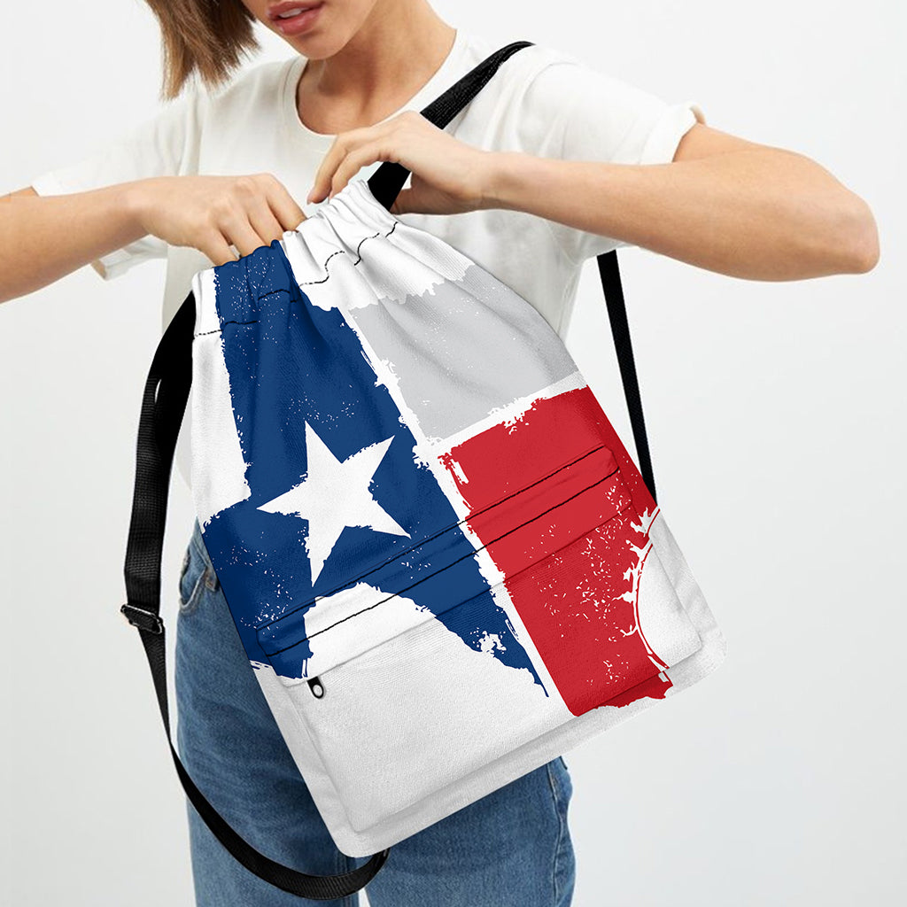 Texas State Flag Print Drawstring Backpack