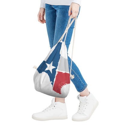 Texas State Flag Print Drawstring Bag