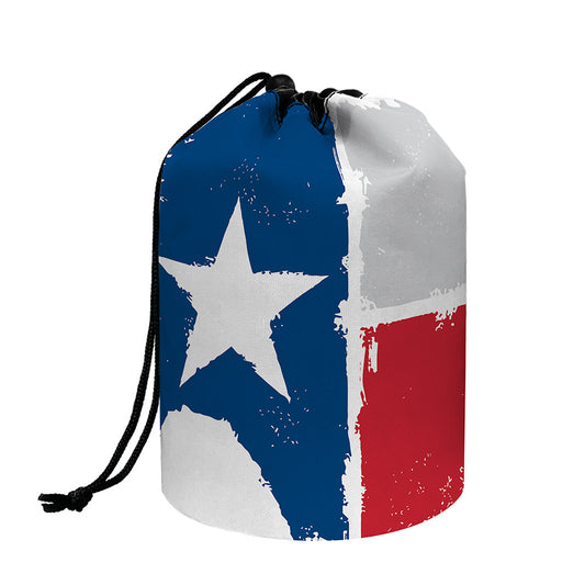Texas State Flag Print Drawstring Makeup Bag