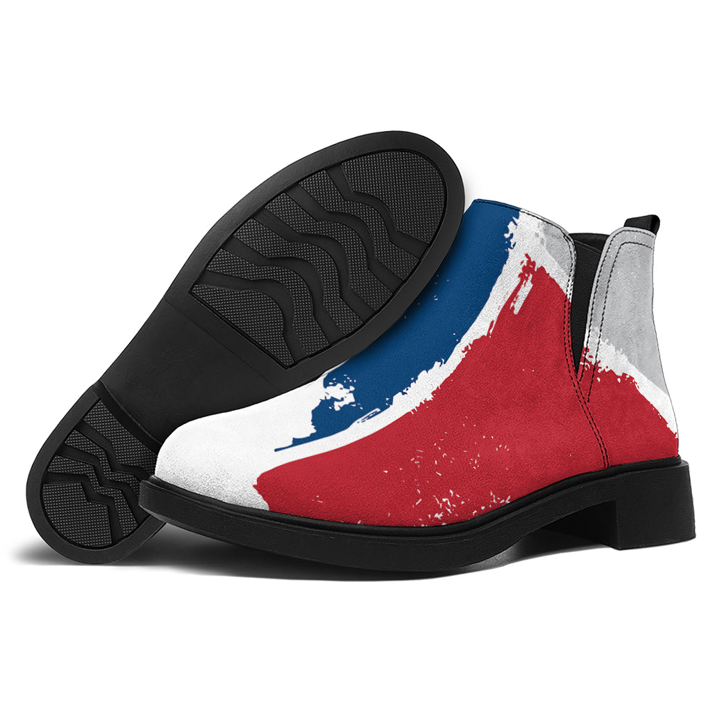 Texas State Flag Print Flat Ankle Boots