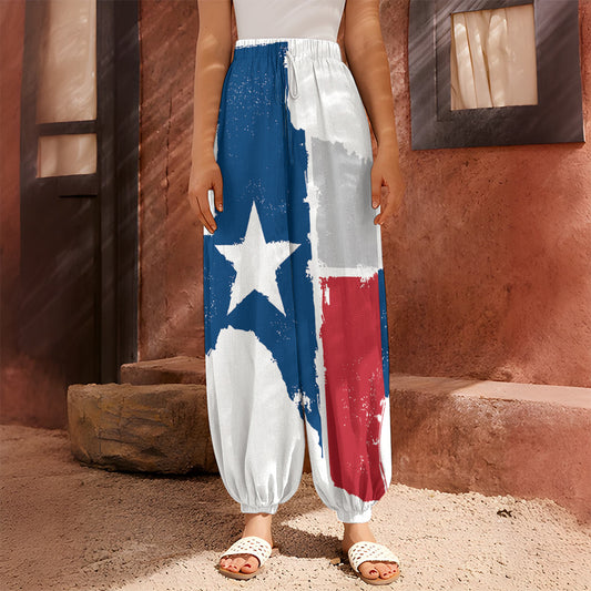 Texas State Flag Print Harem Pants