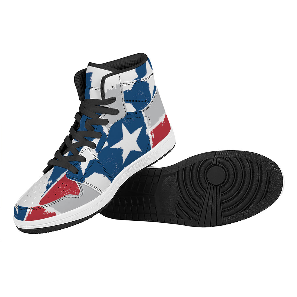 Texas State Flag Print High Top Leather Sneakers