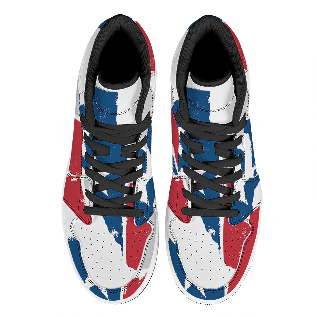 Texas State Flag Print High Top Leather Sneakers