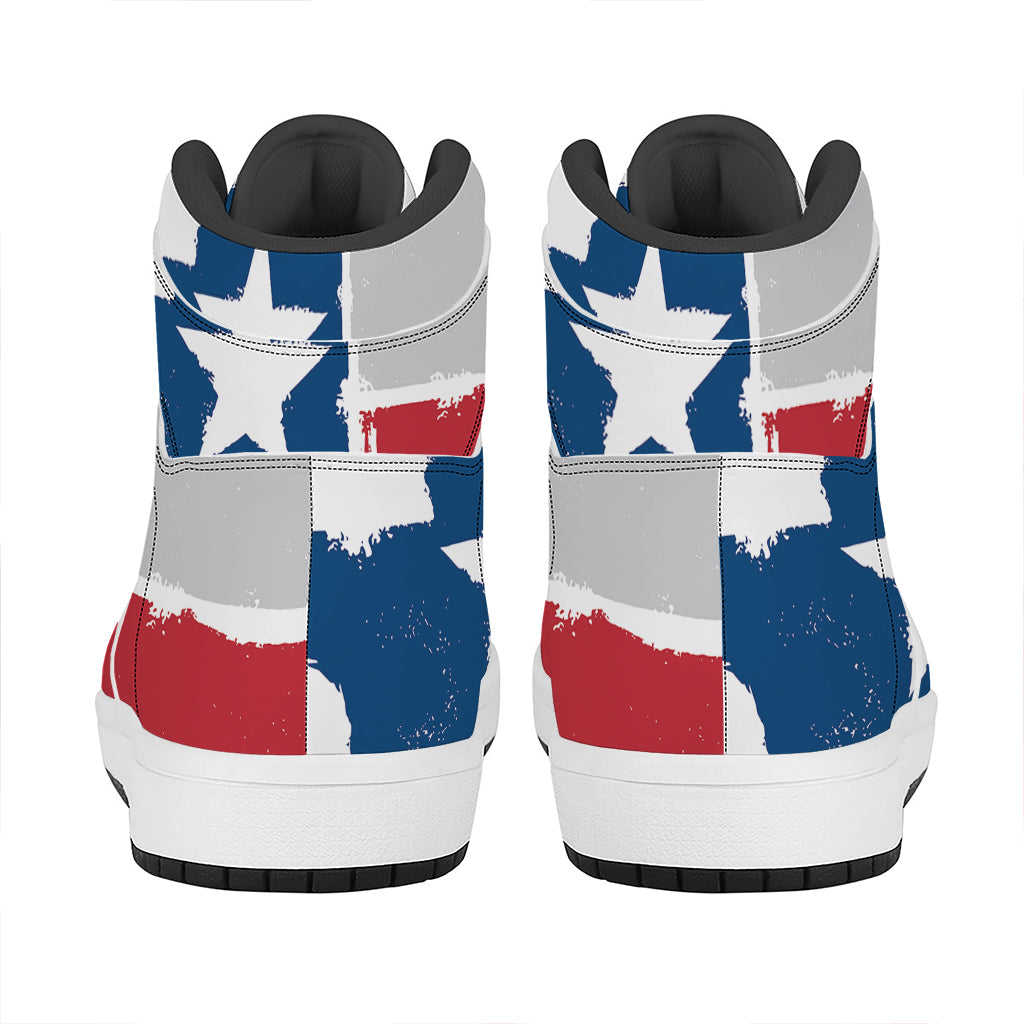 Texas State Flag Print High Top Leather Sneakers