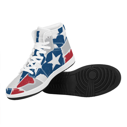 Texas State Flag Print High Top Leather Sneakers