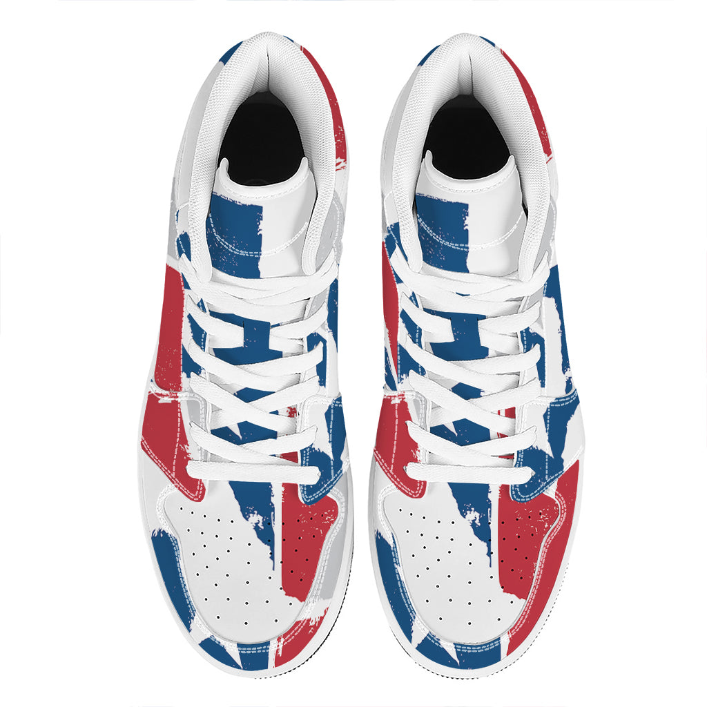 Texas State Flag Print High Top Leather Sneakers