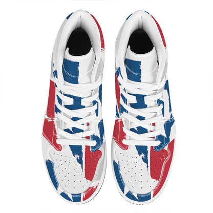 Texas State Flag Print High Top Leather Sneakers