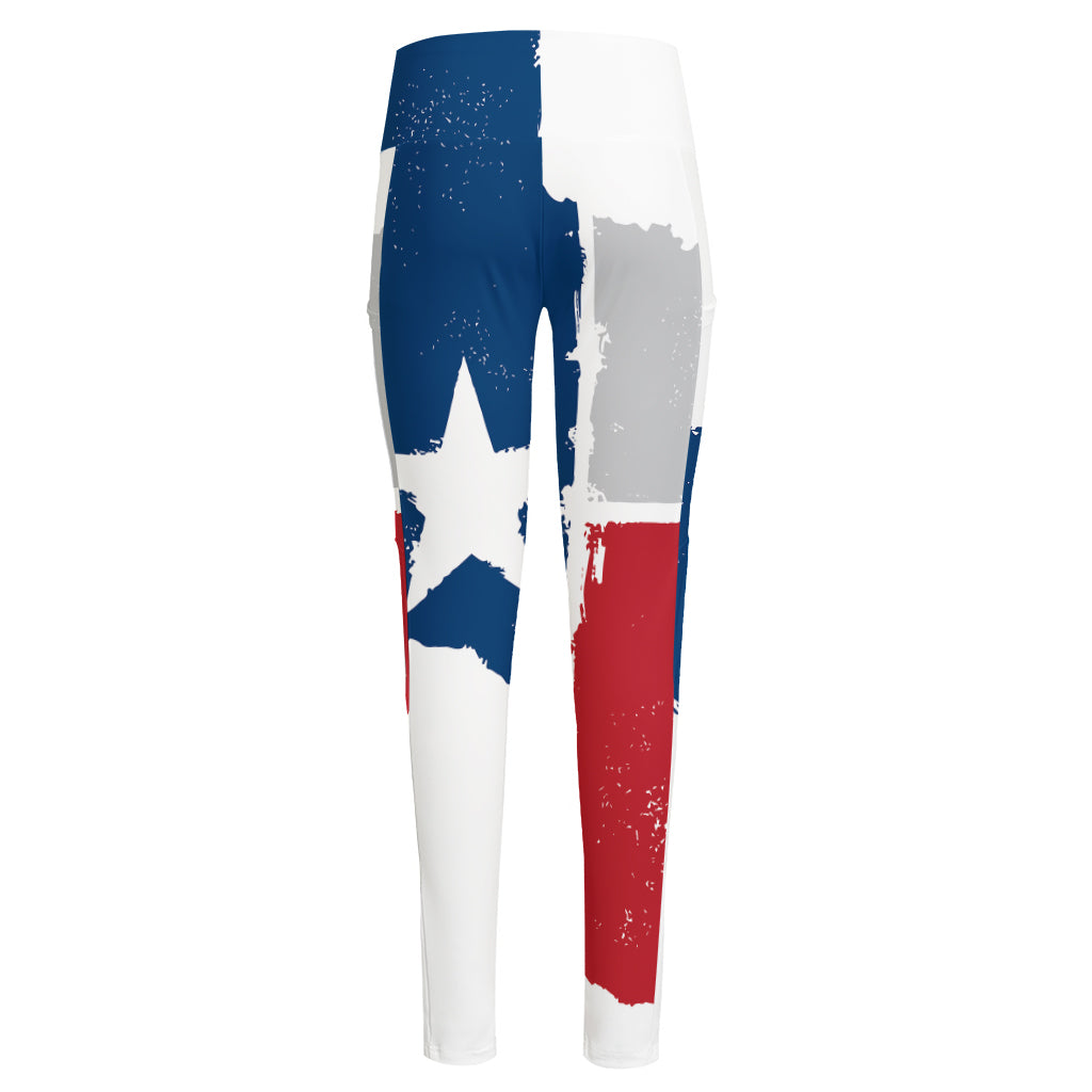 Texas State Flag Print High-Waisted Pocket Leggings