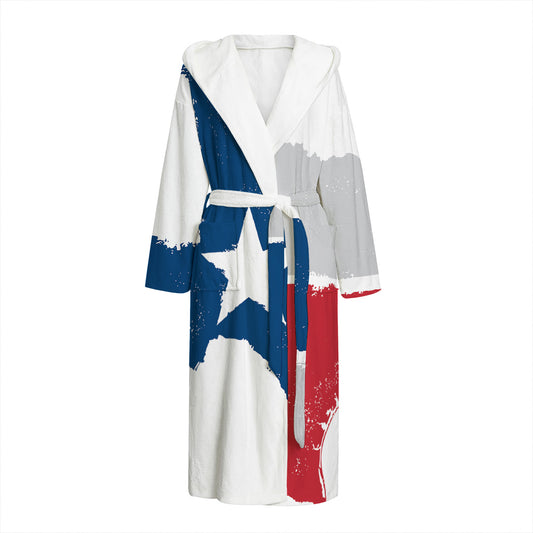 Texas State Flag Print Hooded Bathrobe