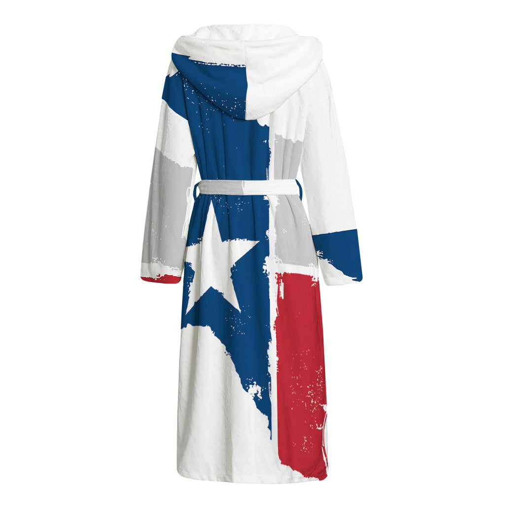 Texas State Flag Print Hooded Bathrobe