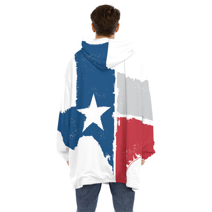 Texas State Flag Print Hoodie Blanket