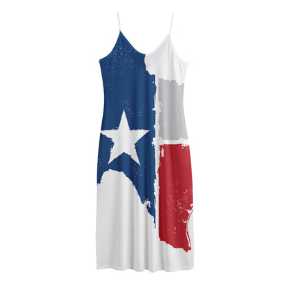 Texas State Flag Print Jersey Midi Cami Dress