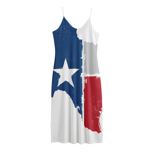 Texas State Flag Print Jersey Midi Cami Dress