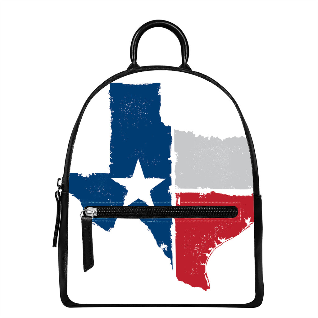 Texas State Flag Print Leather Backpack