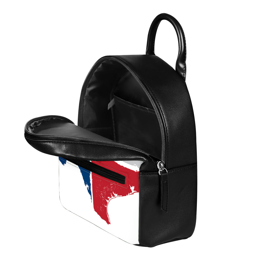 Texas State Flag Print Leather Backpack